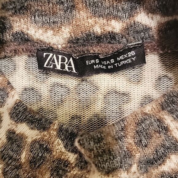 Zara Animal Print Short Sleeve Top Sz S - Picture 7 of 7